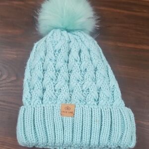 Kids Mint Green Knit Pom-Pom Beanie